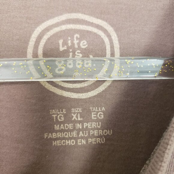 Life is Good Dog Santa Shirt Yellow Lab Cotton Brown Long Sleeve Mens Size XL - Picture 5 of 11